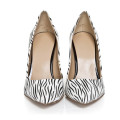Zapatos de mujer de tacón alto de raso de cebra de moda (HC 013)